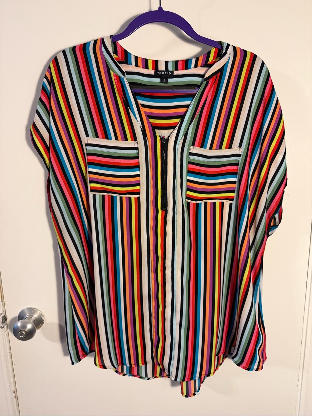 Torrid Multicolor Striped Zip-Front Women’s Top size 1
